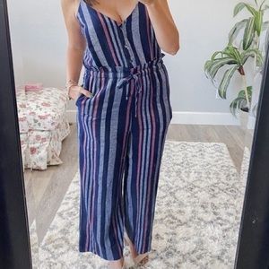 Splendid linen blue striped jumpsuit